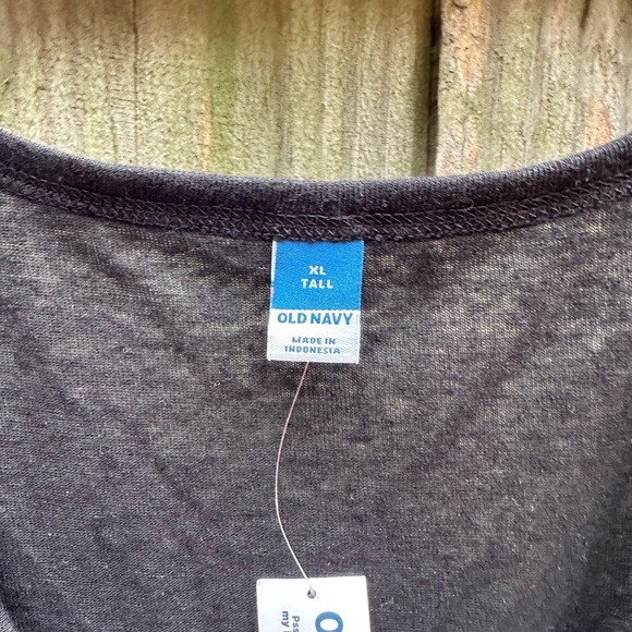 Old Navy Solid Black Linen Blend Flutter Sleeve Loose Fit NWT Casual Tee - Picture 3 of 7